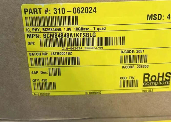 IC Ethernet BCM84848A1KFSBLG چهار پورت 10GBASE-T گیرنده IC بسته BGA