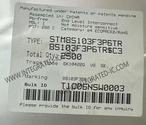 STM8S103F3P6TR میکروکنترلر MCU 16MHz خط دسترسی اصلی 8 بیتی MCU TSSOP-20