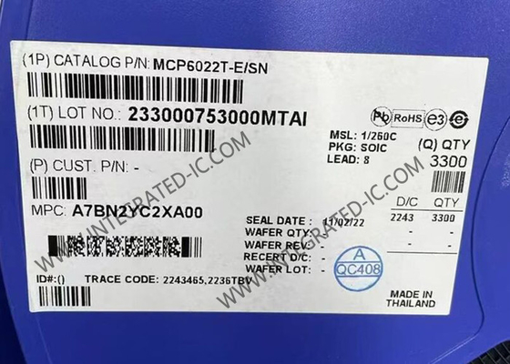 MCP6022T-E/SN چیپ مدار یکپارچه دو کانال 10MHz تقویت کننده های عملیاتی SOIC-8