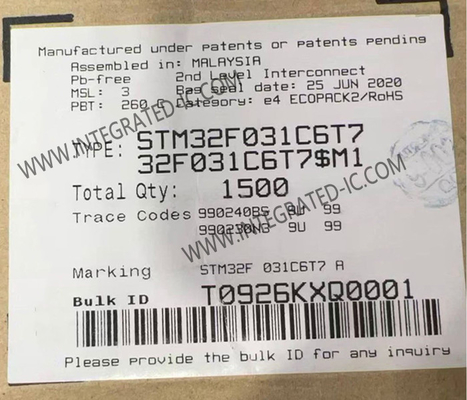 STM32F031C6T7 میکروکنترلر MCU 32Bit Single Core MCU 48MHz STM32 MCU اصلی