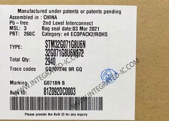 STM32G071G8U6N میکروکنترلر MCU 32Bit میکروکنترلر 64MHz STM32 مکروکنترلر اصلی
