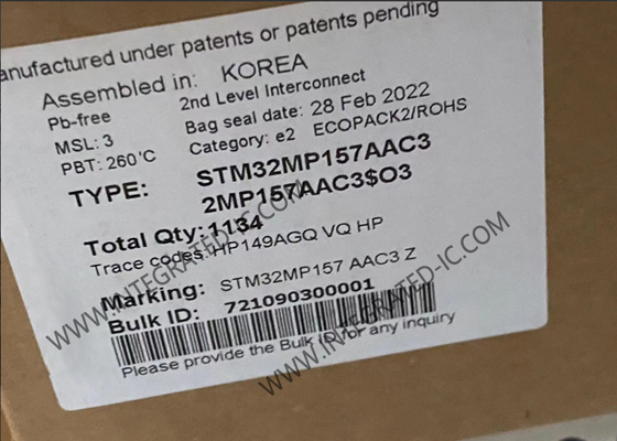 STM32MP157AAC3 پردازنده‌های میکرو ARM دو هسته‌ای 32 بیتی 209 مگاهرتز تعبیه شده 361-TFBGA