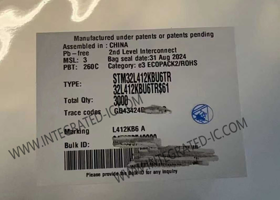 میکروکنترلر 32UFQFN MCU STM32L412KBU6 میکروکنترلر آی سی 80 مگاهرتز با کارایی بالا