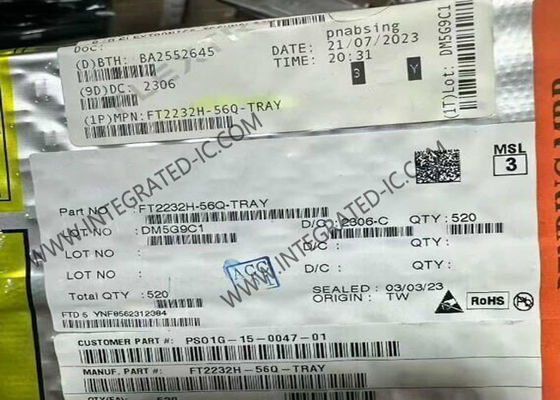 تراشه مدار یکپارچه FT2232H-56Q 70mA کنترل کننده USB دوگانه با سرعت بالا VQFN56