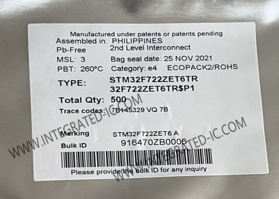 STM32F722ZET6TR میکروکنترلر MCU با ARM Cortex-M7 Core سرعت ساعت 216 MHz و حافظه فلش 512 KB