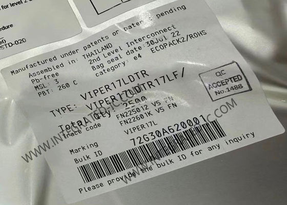 تراشه مدار مجتمع VIPER17LDTR، تنظیم کننده سوئیچینگ 800 ولت با فرکانس 60 کیلوهرتز و توان خروجی 9 وات برای مبدل های Flyback