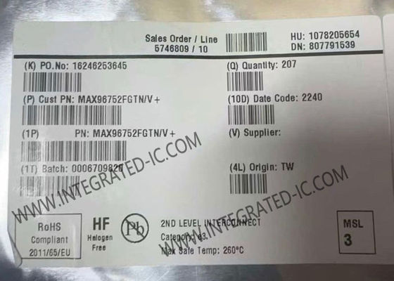 تراشه مدار مجتمع MAX96752FGTN/V GMSL2 Deserializer با نرخ داده 6 گیگابیت بر ثانیه، خروجی دوگانه LVDS در بسته بندی فشرده 8 میلی‌متری x 8 میلی‌متری TQFN