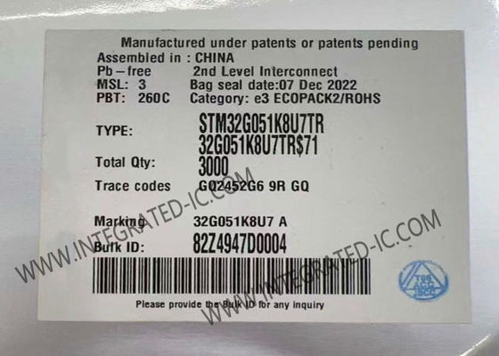 ریزکنترل‌گر STM32G051K8U7TR MCU 32 بیتی 64 مگاهرتز ARM Cortex-M0+ با 30 ورودی/خروجی و تغذیه 1.7 ولت ~ 3.6 ولت