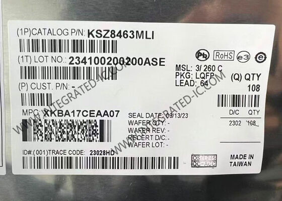 آی سی اترنت KSZ8463MLI-TR سه پورت اترنت سوئیچ با فیبر LQFP64