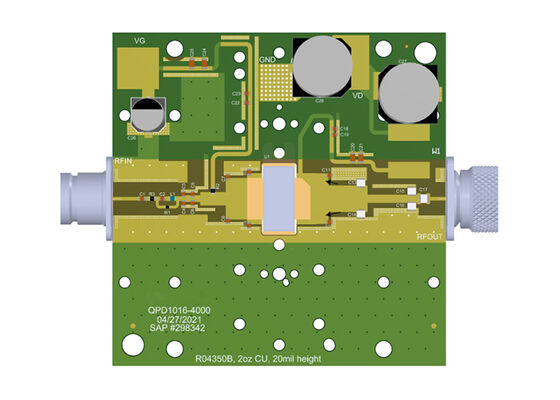 QPD1016EVB01 راه حل های جاسازی شده 500W پیش سازگاری جدا از GaN RF Transistor Board