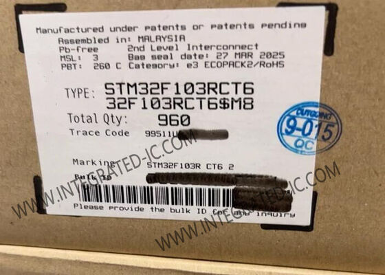 STM32F103RCT6 میکروکنترلر 32 بیتی با هسته ARM Cortex-M3، سرعت 72MHz، حافظه فلش 256KB و ADC 12 بیتی