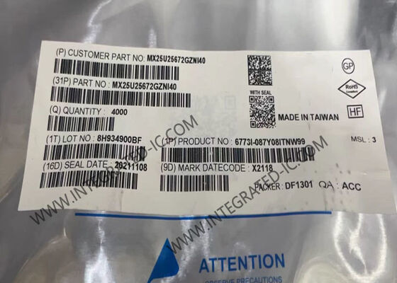 تراشه حافظه MX25U25672GZNI40، 256 مگابیت، تراشه حافظه فلش سریال NOR MXSMIO با بسته 8-WSON برای درجه صنعتی (40- درجه سانتیگراد تا 85+ درجه سانتیگراد)