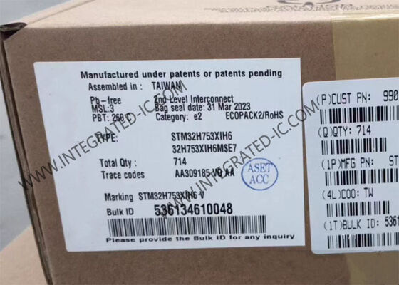 میکروکنترلر STM32H753XIH6 ARM IC با پکیج 265-TFBGA، 168 ورودی/خروجی و RTC کم مصرف