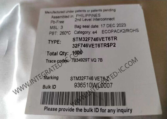 ریزکنترل‌گر STM32F746VET6TR 32 بیتی MCU با هسته 216 مگاهرتزی ARM Cortex-M7 و حافظه فلش 512 کیلوبایتی