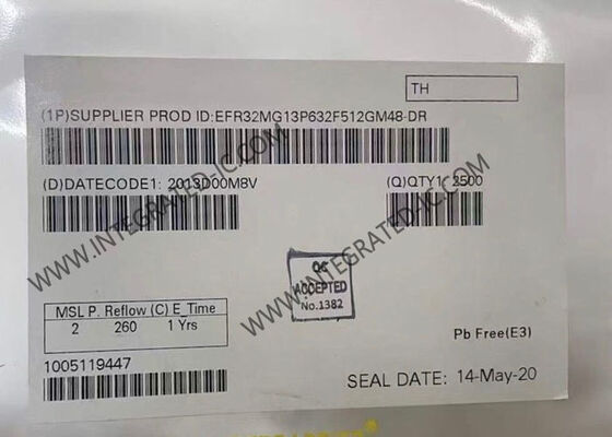 EFR32MG13P632F512GM48-D ماژول ارتباطات بی سیم دو رشته ای Zigbee RF Transceiver با فلش 512KB در بسته 48-VFQFN
