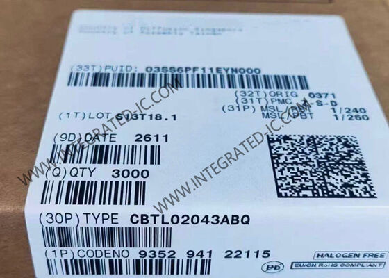 CBTL02043ABQ تراشه مدار یکپارچه 3.3V Multiplexer / Demultiplexer Switch با پهنای باند 10GHz و قابلیت دو جهت در بسته DHVQFN20