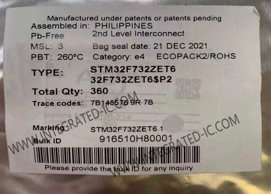 میکروکنترلر STM32F732ZET6 MCU تک هسته‌ای 216MHz با ورودی/خروجی سریع و بسته 144LQFP