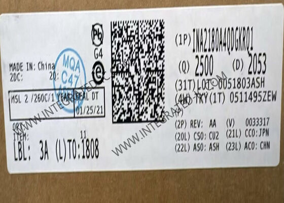 مضخم تيار حساس ثنائي القناة بدرجة السيارات INA2180A4QDGKRQ1 26 فولت 350 كيلو هرتز شريحة دائرة متكاملة