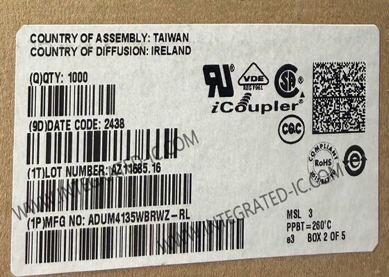 IC درایور گیت تک کاناله ADUM4135WBRWZ با جریان 4.61 آمپر و ولتاژ 5000 ولت RMS، بسته SOIC16