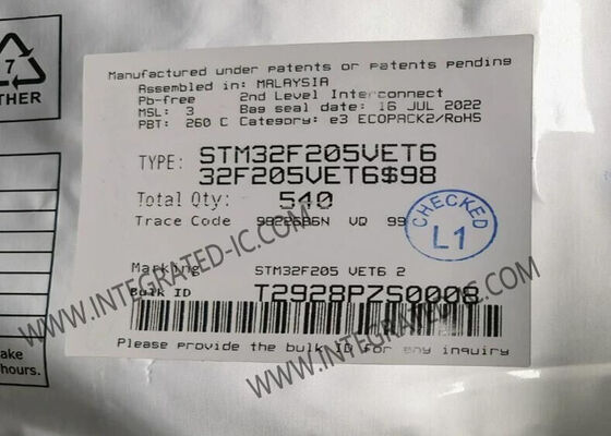 STM32F205VET6 میکروکنترلر MCU ۳۲ بیتی تک هسته ای با ۱۲۰ مگاهرتز و ۱۶ جریان DMA