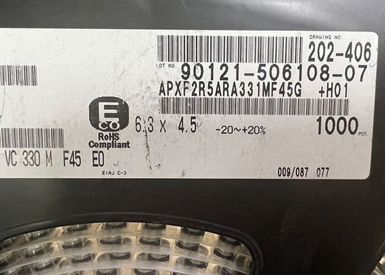 APXF2R5ARA331MF45G تراشه مدار مجتمع 330uF خازن های پلیمری آلومینیومی 12 میلی اهم