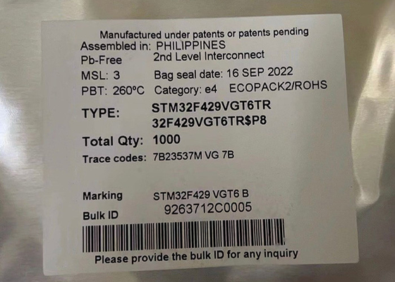 STM32F429VGT6TR 32Bit Single Core Microcontroller IC 100LQFP چیپ مدار یکپارچه