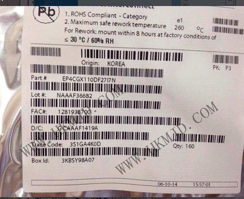 آرایه دروازه قابل برنامه ریزی میدان EP4CGX110DF27I7N 393 I/O 200 MHz Cyclone IV GX Embedded FPGA Programmable Logic IC