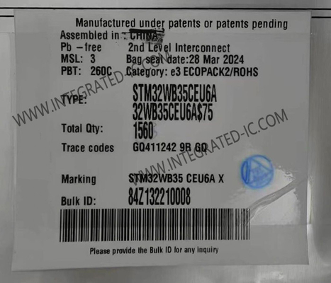 STM32WB35CEU6A میکروکنترلر MCU 2.4GHz Multiprotocol Wireless 32-bit MCU