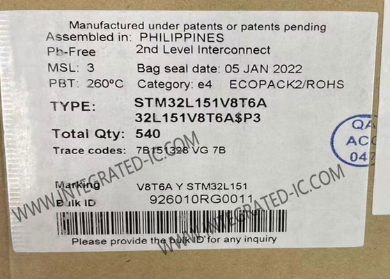 STM32L151V8T6A میکروکنترلر MCU 32MHz میکروکنترلرهای تک هسته ای 32 بیتی LQFP100