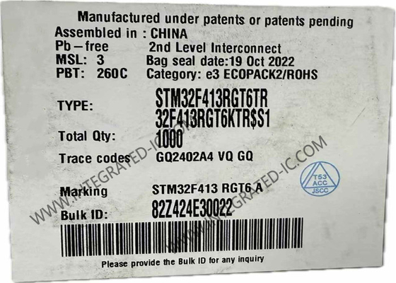 میکروکنترلر MCU STM32F413RGT6 میکروکنترلرهای جاسازی شده بسته 64-LQFP