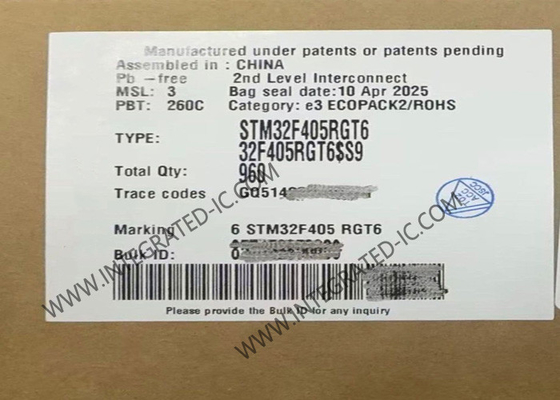 STM32F405RGT6 MCU ARM M4 میکروکنترلرهای 32 بیتی تک هسته ای 168 مگاهرتز آی سی 64-LQFP