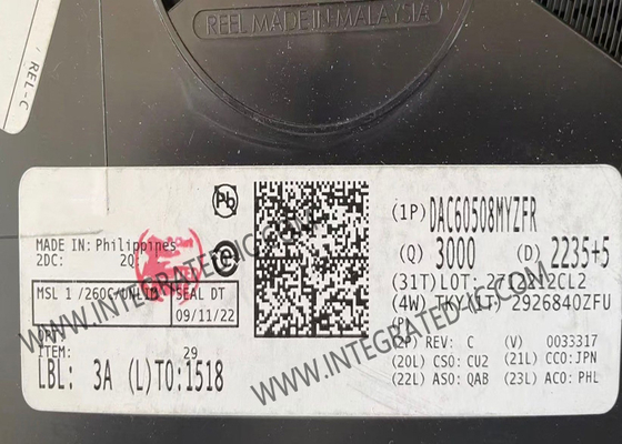 تراشه مدار یکپارچه DAC60508MYZFR 8 کانال دیجیتال به تبدیل آنالوگ DSBGA-16