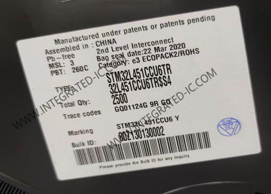 آی سی میکروکنترلر MCU STM32L451CCU6 تک هسته ای 256 کیلوبایتی