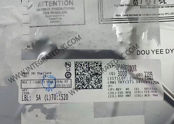 تراشه مدار مجتمع OPA607IDCKR، تقویت‌کننده عملیاتی CMOS با توان کم 50 مگاهرتز، برای سیستم‌های حساس به هزینه