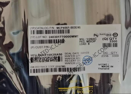 تراشه مدار مجتمع MCP4561-503E/MS پتانسیومترهای دیجیتال 8 بیتی تک پتانسیومتر دیجیتال