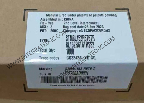ریزکنترلر STM8L152R6T6TR MCU با توان مصرفی فوق‌العاده کم، 8 بیتی، 16 مگاهرتز، STM8L، ریزکنترلر 64-LQFP