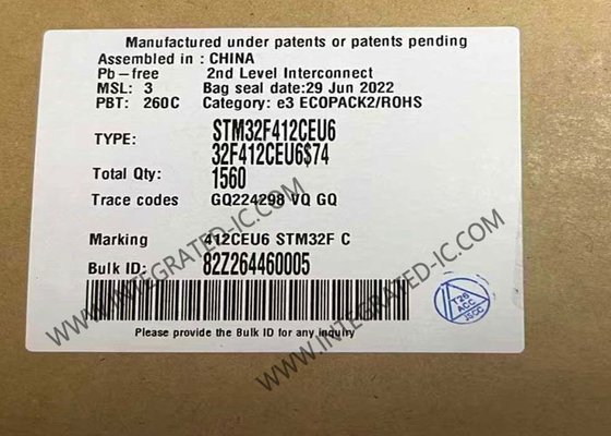 STM32F412CEU6 Microcontroller MCU 100MHz 32Bit Microcontroller IC UFQFPN48 MCU جاسازی شده