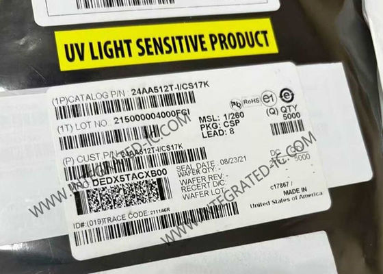 24AA512T-I/CS17K 512Kbit 1.7V تا 5.5V 400 kHz حافظه IC Chip EEPROM سریال با رابط I2C