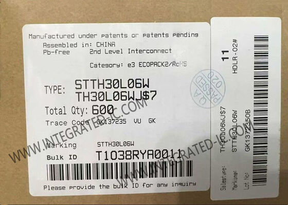 تراشه مدار مجتمع STTH30L06W، 600 ولت، 30 آمپر، یکسو کننده بازیابی فوق سریع، بسته DO-247-2