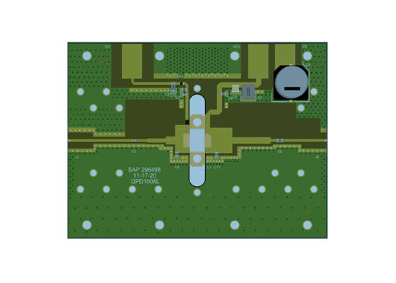 برد ارزیابی ترانزیستور RF GaN با فرکانس 3.2 گیگاهرتز و توان 125 وات و ولتاژ 50 ولت، راه‌حل‌های تعبیه‌شده QPD1008LEVB5