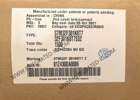 STM32F301K8T7 32 بیتی میکروکنترلر IC با 72 MHz ARM Cortex M4 Core و 8 کانال ADC