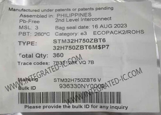 STM32H750ZBT6 32 بیتی میکروکنترلر MCU با 480MHz ARM Cortex-M7، 128 KB حافظه فلش و بسته 144 LQFP