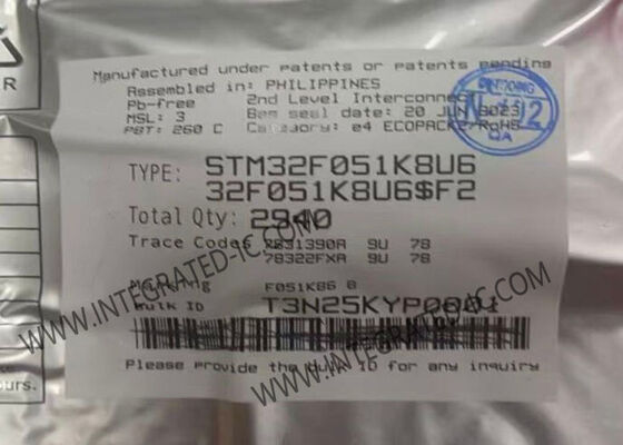 STM32F051K8U6 32 بیتی میکروکنترلر MCU با 48 MHz CPU برای برنامه های کاربردی متداول