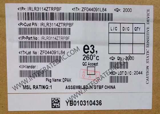 IRLR3114ZTRPBF 40V 130A 5.2mOhm N-Channel HEXFET Power MOSFET تراژستوری تراژستوری مدار یکپارچه