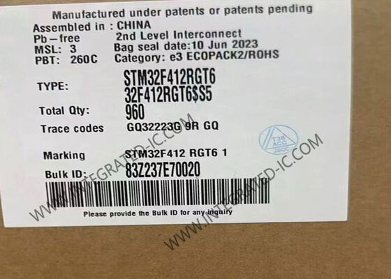 آی سی میکروکنترلرهای نصب سطحی STM32F412RGT6 100MHz 1MB FLASH 64-LQFP