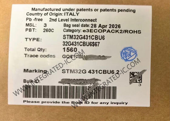 میکروکنترلر STM32G431CBU6 با سرعت 170 مگاهرتز، حافظه فلش 128 کیلوبایتی و هسته RISC 32 بیتی IC Chip