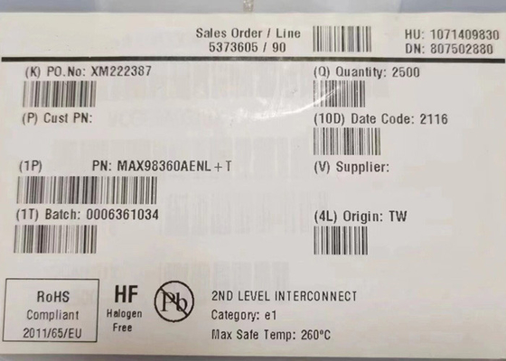 تراشه مدار یکپارچه MAX98360AENL یک کانال کلاس D تقویت کننده صوتی 9-XFBGA