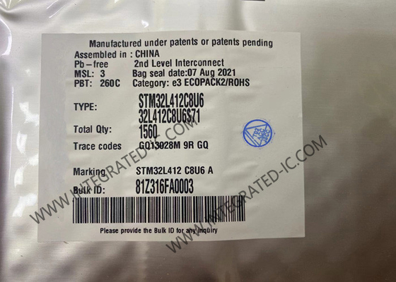 میکروکنترلرهای ARM MCU STM32L412C8U6 ARM Cortex M4 RISC 64KB Flash 48-UFQFPN