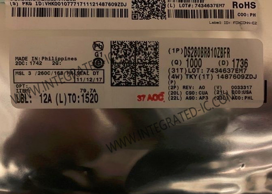 DS280BR810ZBFR تراشه مدار یکپارچه 8 کانال خطی Redriver 28Gbps خطی تکرار