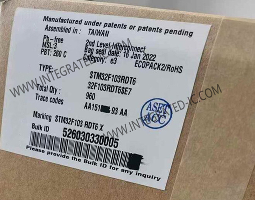 STM32F103RDT6 میکروکنترلر MCU عملکرد با چگالی بالا ARM Cortex-M3 MCU 32 بیتی